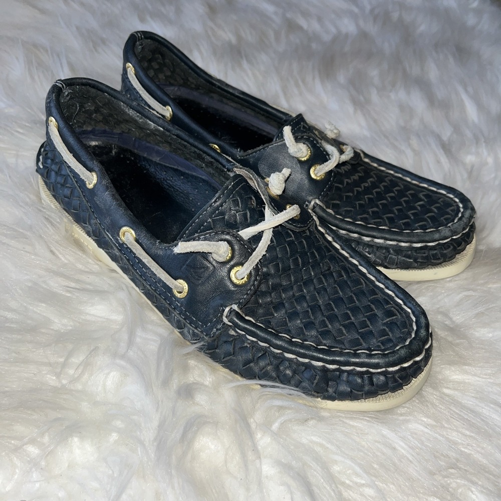 Sperry Top-Sider Blue White Leather Comfort Boat Shoes Women's Size 6.5M - Picture 6 of 14